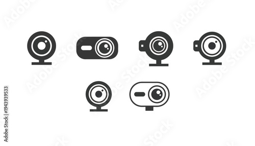 A camera icon set in various styles and designs for web use