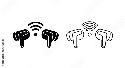 Wireless Connection Thumbs Up Down Icon Set Flat Design - Line and glyph icon set - Minimalist, flat icon, outline, glyph, linear, clipart, sticker - icon set