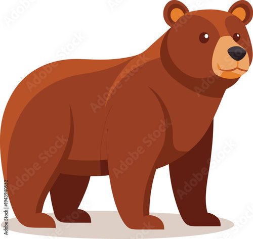 Brown Bear Wildlife Vector Illustration.