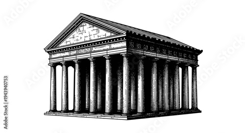 Ancient Greek Temple with Columns.
