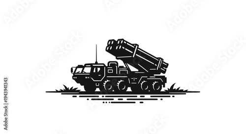 Military Rocket Launcher Truck, Artillery Vehicle, Warfare Equipment, Combat System Icon
