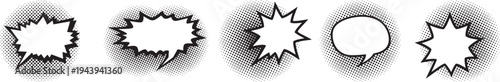 Comic book explosion effects various black and white illustration styles for speech bubbles