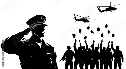 Military Salute and Helicopter Flyover: Honoring Service Members