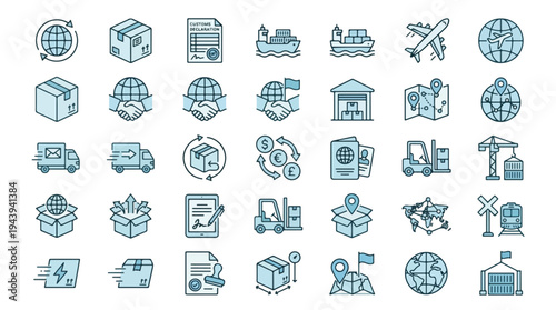 Logistics Icons Set with Various Shipping and Delivery Symbols Vector illustration