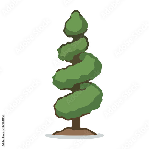 Spiral Topiary Tree Illustration