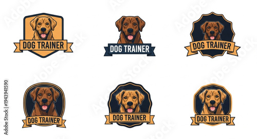 Dog Trainer Logo Set - Labrador Retriever Designs for Pet Care Professionals.