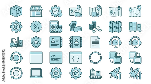 Business Technology Icons Set Vector illustration