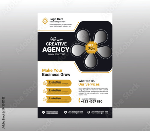 Vector template for creative agency flyer or brochure