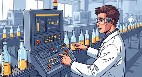 Man working on bottling machine.