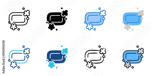 Soap icons set multiple style collection. Editable stroke 

