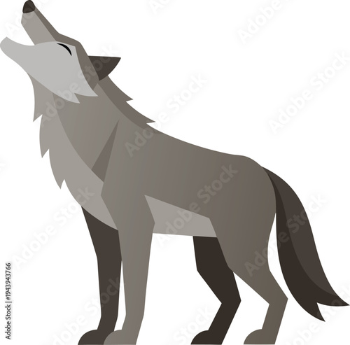 Howling Wolf Wildlife Vector Illustration.