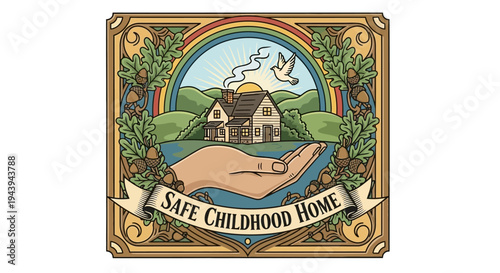 Safe Childhood Home Family Protection Concept.