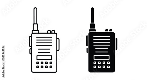 Walkie Talkie Icons Set for Communication Design - Line and glyph icon set - Minimalist, flat icon, outline, glyph, linear, clipart, sticker - icon set