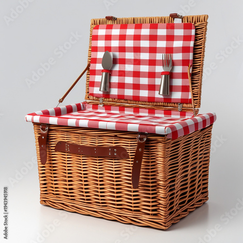 picnic basket on white background