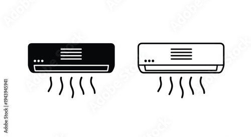 Air Conditioner Icons Set for UI Design - Line and glyph icon set - Minimalist, flat icon, outline, glyph, linear, clipart, sticker - icon set