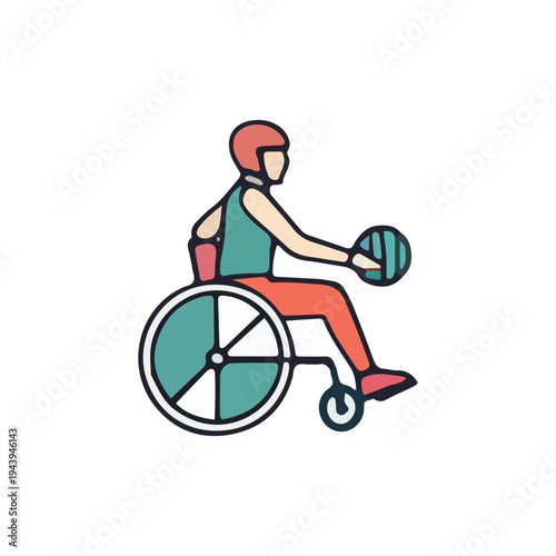 Wheelchair Basketball Player Icon