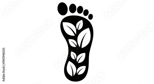 Footprint with leaves on sole.