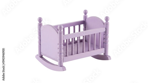 Purple doll cradle with rocking base