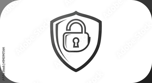 Security Shield	A black and white emblem featuring a protective shield with an unlocked padlock at its center.