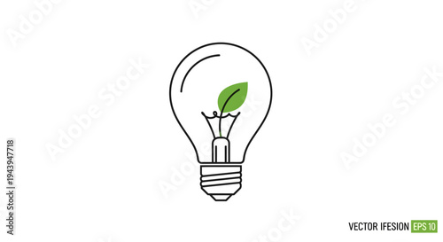 Sustainable Eco-Friendly Innovation and Green Energy Idea Concept with Leaf Inside Light Bulb Filament