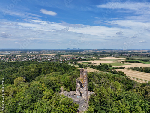 View from the Tomburg near Rheinbach of the Siebengebirge mountains near Bonn in Germany