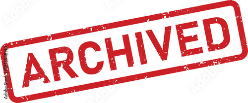 A distinctive red rubber stamp, showcasing a grunge texture, clearly spells out ARCHIVED on a plain white surface