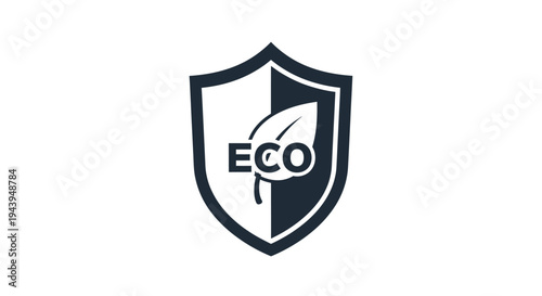 Shield with Eco Leaf Symbol Protection Concept.