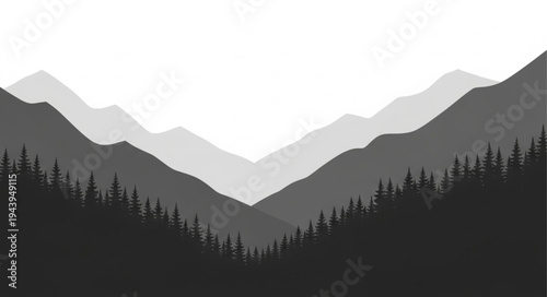 Mountain Range Landscape Silhouette Graphic.
