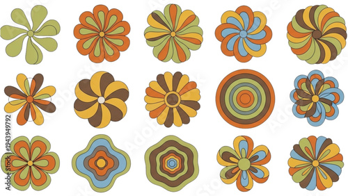 Vibrant floral patterns unfold in a colorful arrangement of shapes.