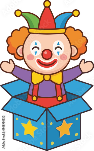 April fools day surprise boxes set with comic face. Illustration