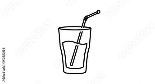 Glass with straw and clear liquid.