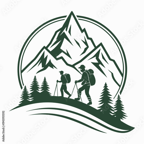 Stylized Mountain Hiking Emblem


