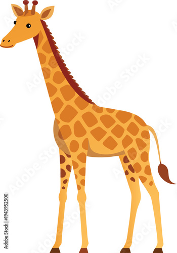 Tall Giraffe Safari Vector Illustration.