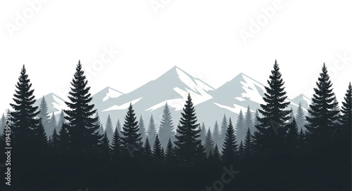 Pine trees in front mountains.