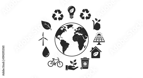 Earth with eco friendly icons around.