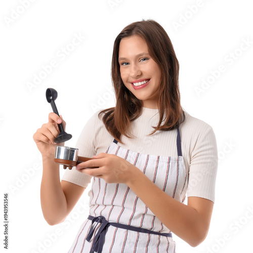 Happy young female barista ...