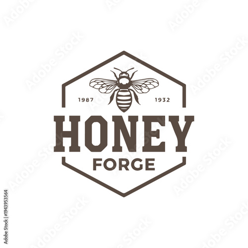 Vintage Honey Forge Logo with Bee Emblem Established 1987 1932