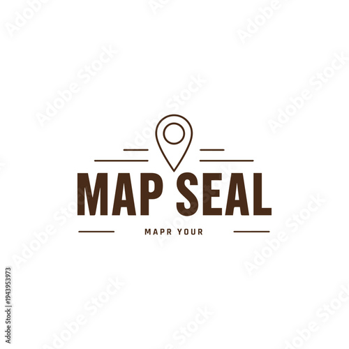 Minimalist Map Seal Logo with Location Pin for Branding Identity