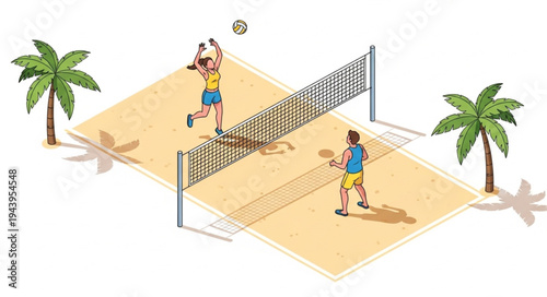 People Playing Beach Volleyball.