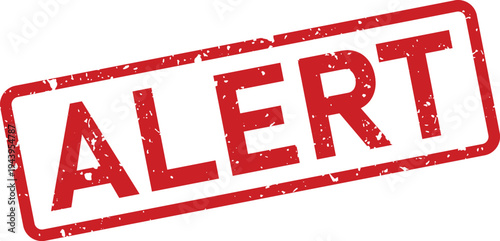 A prominent red alert rubber stamp with a distressed texture indicates a critical warning message