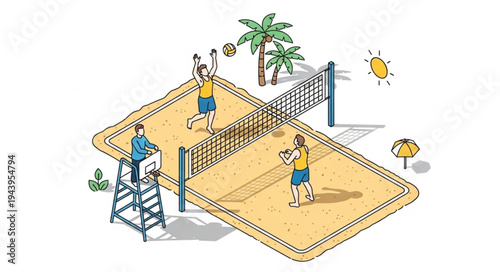 People Playing Beach Volleyball Outdoors.