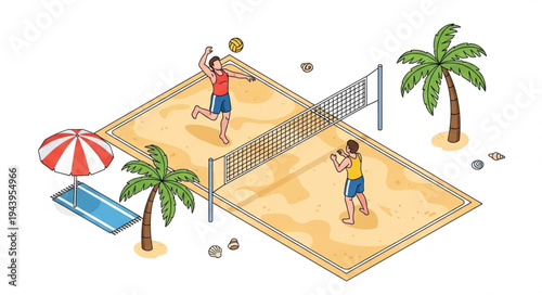 People Playing Beach Volleyball.