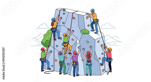People Rock Climbing Wall Activity.