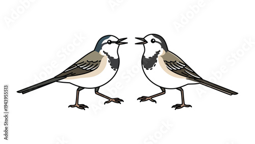 Dialogue of Two Birds: Two songbirds engage in a lively conversation, their delicate forms and expressive gestures capturing a moment of avian connection.