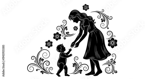 Woman and child standing together.