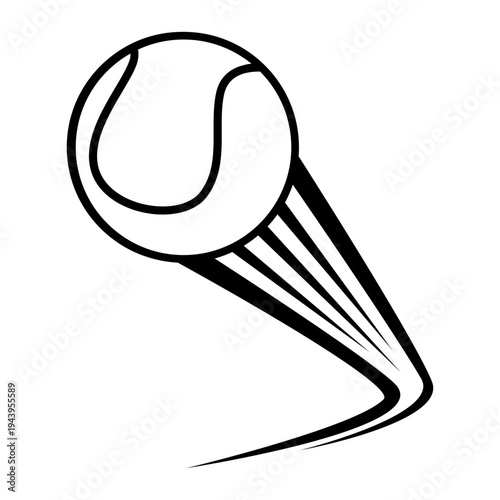 Tennis ball icon vector. Tennis Illustration sign. Tennis ball in flight symbol. Sport logo.