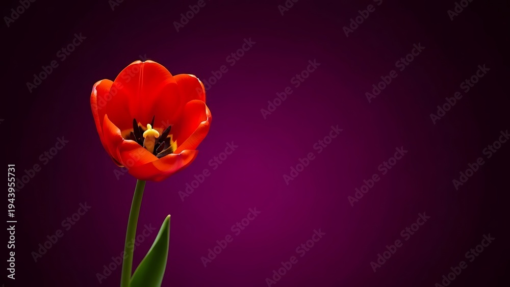 Fototapeta premium Vibrant red tulip for mother's day beautiful flower gift ideas
