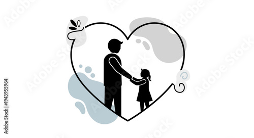 Silhouette of man and little girl.