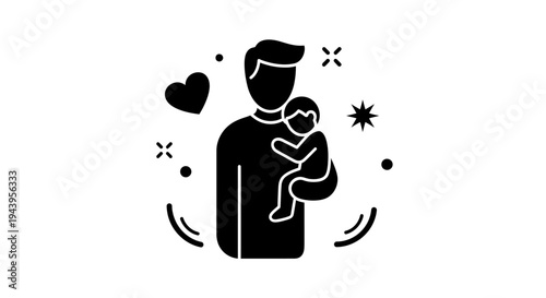 Father holding newborn baby tight.