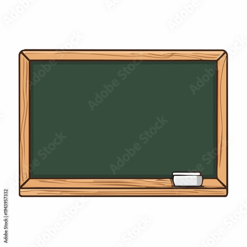 Versatile blank chalkboard illustration with a wooden frame and white chalk, ideal for educational or business communication